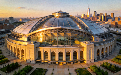 美国纽约大都会体育场外部宏伟建筑景观